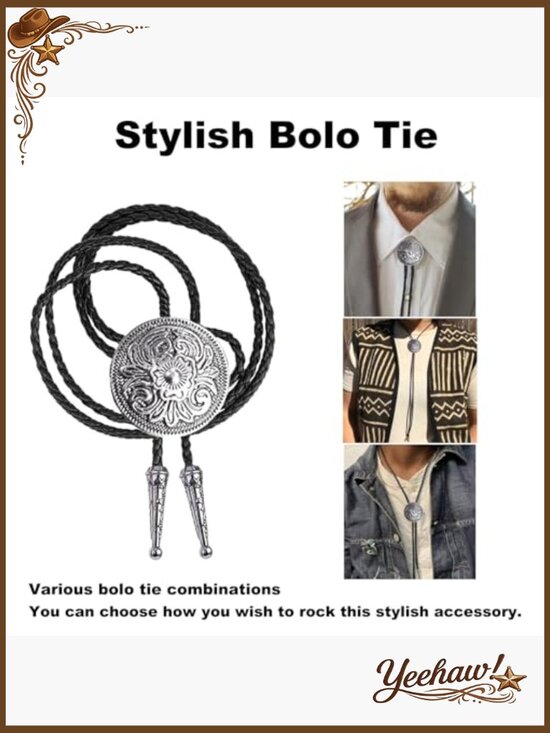 Shapeable Wide Brim Felt Cowboy Hat with Bolo Tie, Adjustable Fit